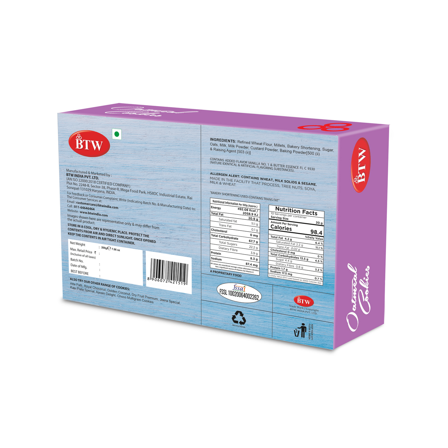 Oatmeal Cookies (Millet)